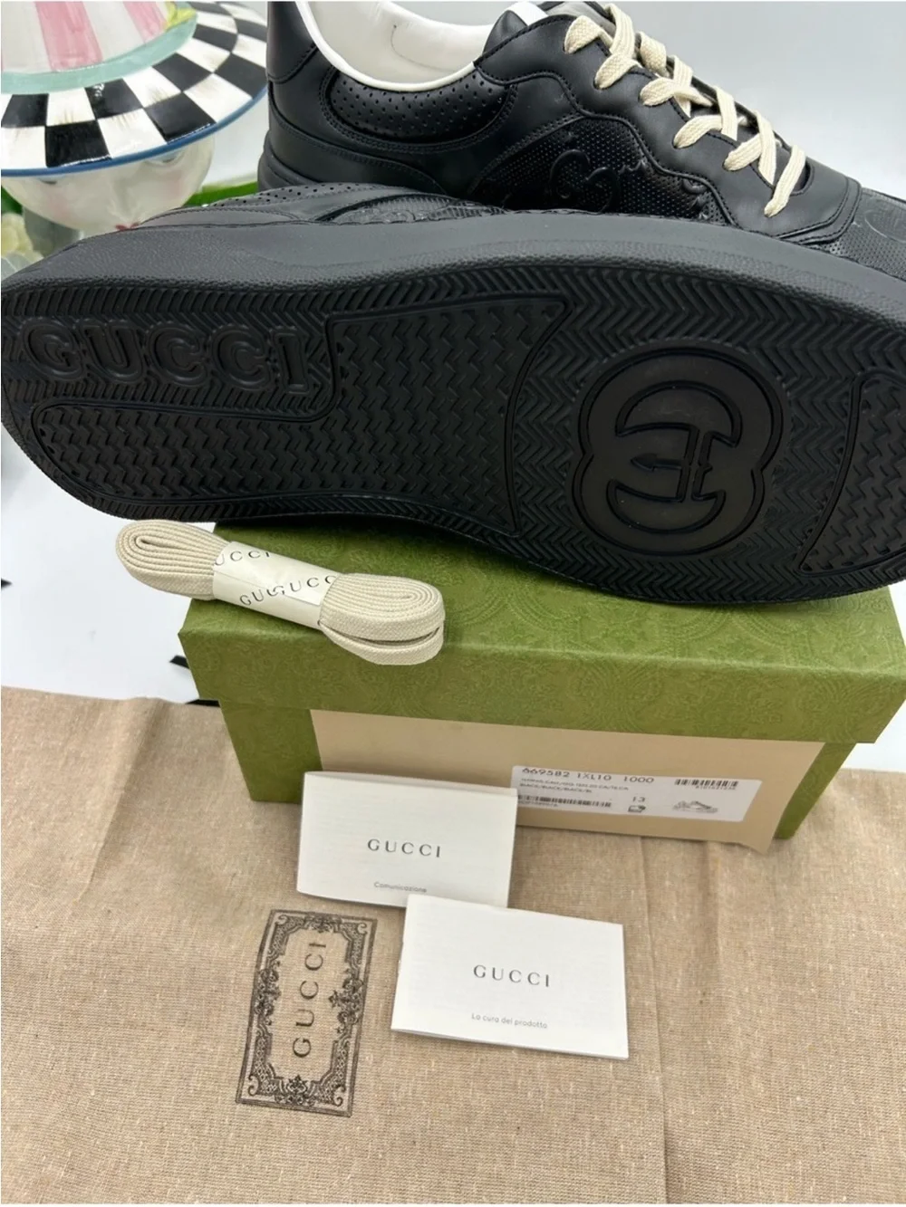 Men’s Gucci GG embossed leather sneakers size 13 fit 13.5 US made in Italy
